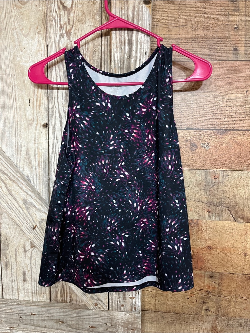 Avia Black Tank Top with Pink & White Speckle Print